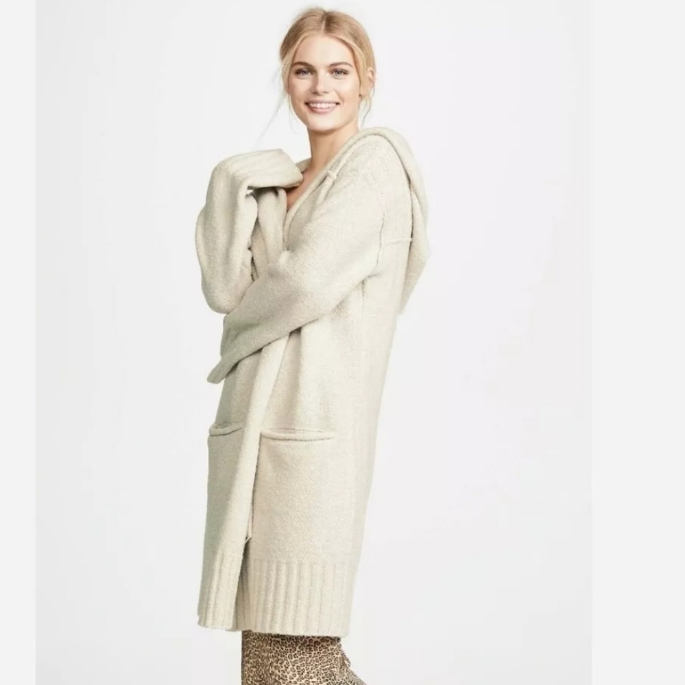 Free People Snow Angel‎ Hooded Cream Cardigan Sweater